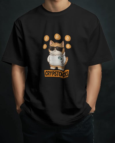 Kaos Kucing Crypstocks Hitam
