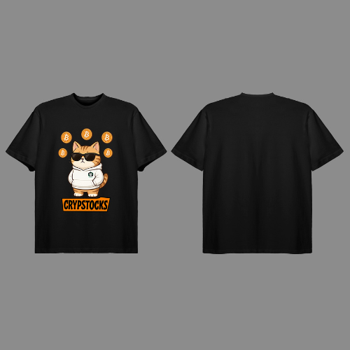 Kaos Kucing Crypstocks Hitam