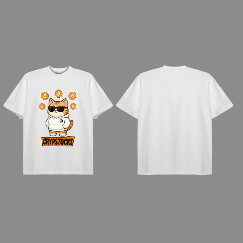 Kaos Kucing Crypstocks Putih